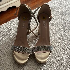 Ellie Gold and Silver Strappy Heels